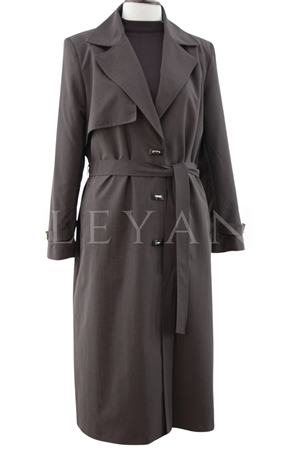 Çıtçıt detaylı Trençkot-LYN04776 Kahve