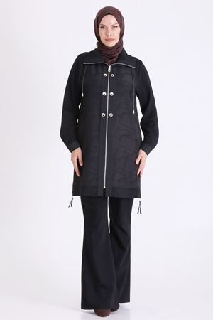 Behrem Brokar Detaylı Kap-LYN04791 Siyah