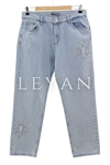 LYN01405 Taşlı Kot Pantolon Açık Mavi