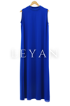 LYN01404  Önü Şifon Kolsuz İçlik Elbise Saks