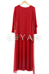 LYN01433 Taşlı Elbise Kırmızı