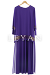 LYN01433 Taşlı Elbise Mor