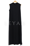 Önü Şifon Detaylı İçlik Elbise- LYN01560 Siyah