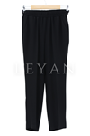 Krep Kumaş Beli Lastikli Pantolon- LYN01725 Siyah