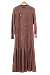 Ribanalı Şönil Elbise- LYN02052 Gül Kurusu