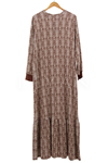Desenli Bürümcük Elbise- LYN02099 Kahverengi