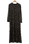 Örme Kumaş Leopar Desenli Elbise- LYN02145 Siyah
