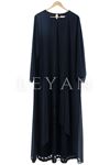 Şifonlu Simli Elbise-LYN02282 Siyah