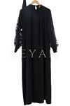 Kolları Tül Elbise-LYN02328 Siyah