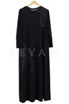 Penye Taşlı Elbise-LYN02416 Siyah