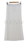 Beli Lastikli Piliseli  Krep Etek- LYN01270   Beyaz