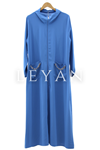 LYN01459 Zincir Detaylı Ferace İndigo