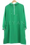 Kapüşonlu Ribanalı Tunik-LYN02591 Çimen