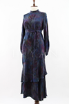 Orhan Store Desenli Elbise- LYN03334 Lacivert