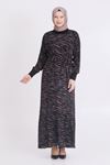 Behrem Desenli Elbise- LYN03353 Siyah