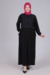 Behrem Fermuarlı Ferace- LYN03347 Siyah