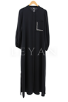 Mıcca Piliseli İncili Ferace-LYN03311 Siyah