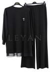 Orhan Store Şifonlu Pantolonlu Takım- LYN03373 Siyah