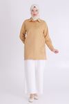 Behrem Nakışlı Poplin Tunik- LYN03354 Camel