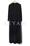 Şifon Detaylı İçlik Elbise- LYN01385  Siyah