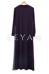Şifon Detaylı İçlik Elbise- LYN01385  Mürdüm