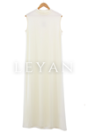 Önü Şifon Detaylı Kolsuz İçlik Elbise- LYN01404   Ekru