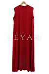 Önü Şifon Detaylı Kolsuz İçlik Elbise- LYN01404   Kırmızı