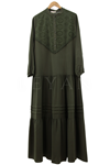 Fisto Detaylı Viscon Elbise- LYN02633 Haki