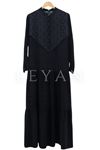Fisto Detaylı Viscon Elbise- LYN02633 Siyah