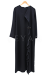 Dule Volanlı Krep Elbise- LYN03295 Siyah