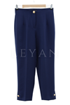 Sentez Paçası Düğmeli Pantolon- LYN03104 Lacivert