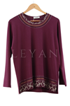 Armine Trend Düz Taşlı Ribanalı Bluz- LYN03485 Bordo