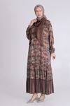 Behrem Fularlı Lyocel Elbise- LYN03478 Kahve
