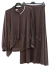 Orhan Store Yakası Taşlı Etekli Takım- LYN03415 Kahve