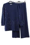 Armine Trend Taşlı İncili Takım- LYN03520 Lacivert