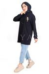 Taşlı Kuş Detaylı Tunik- LYN03521 Siyah