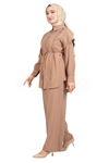 Nervür Detaylı Pantolonlu Takım- LYN03522 Camel