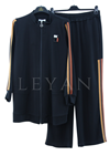 Orhan Store Şerit Detaylı Pantolonlu Takım- LYN03423 Siyah