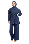 Nervür Detaylı Pantolonlu Takım- LYN03522 Lacivert