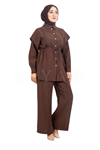 Nervür Detaylı Pantolonlu Takım- LYN03522 Kahve