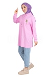 Taşlı Kuş Detaylı Tunik- LYN03521 Lila