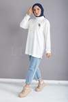 Taşlı Kuş Detaylı Tunik- LYN03521 Ekru