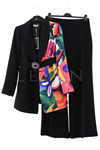 Orhan Store Desenli Blazer Ceketli Takım- LYN03486 Siyah-Pembe