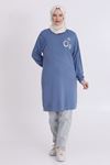 Behrem Taş İşlemeli Tunik- LYN03345 Duman Mavi