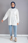 Taş Detaylı Tunik- LYN03412 Ekru