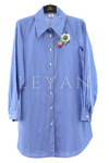 Orhan Store Taşlı Çizgili Tunik- LYN03488 Lacivert