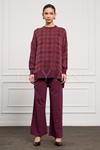 Nuss Ribanalı Qupra Tunik- LYN03491 Bordo