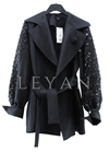 My312 Kolları Dantelli Ceket- LYN03563 Siyah