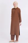 Behrem Uzun Tunikli Takım- LYN03352 Kahve