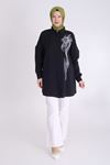 Behrem Nakış Detaylı Tunik- LYN03608 Siyah